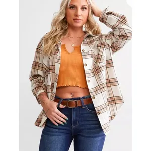 Chic BKE Buckle Women's Sz M Boyfriend‎ Button Down Flannel Plaid Shirt BOHO thumbnail 3