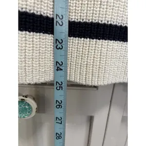 H&M 1/4 Zip Striped Oversized Knit Cardigan Size M‎ Long Sleeve Navy/Cream thumbnail 3