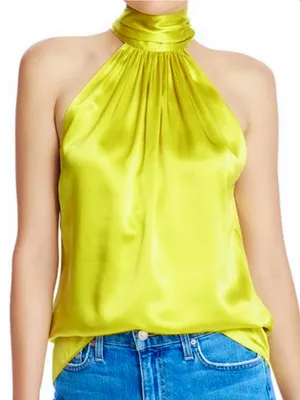 Ramy Brook Bright Green Lori Silk Halter Top Blouse Size XS thumbnail 1
