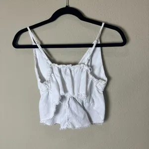 BRANDY MELVILLE John Galt Linen Cropped Top One Size White/Cream thumbnail 6