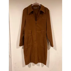 Vintage Amanda Smith Faux Suede Shirt Dress With Boho Braided Belt Tan Size 10 thumbnail 8