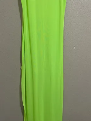 SKIMS Neon Green Sheer Mesh Maxi Dress Swim Coverup Women’s Size Large thumbnail 10