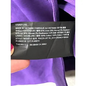 Theory Amethyst Eco Crunch Wash Purple Linen Blend Double Breasted Blazer 10 thumbnail 8