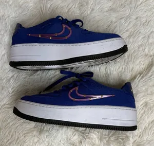 Nike Air Force 1 Sage Low LX Deep Royal Blue Suede Sneakers thumbnail 1