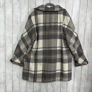 Woman Within Gray Black White Plaid Lined Button Up Winter Jacket Coat 18W thumbnail 3