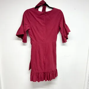 Nwt Showpo Women Free Mind Dress In Wine Linen Look Size 2‎ thumbnail 5
