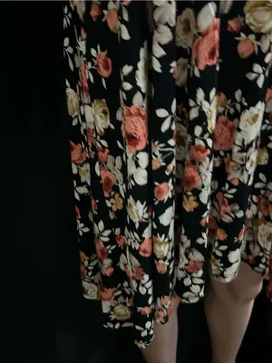 Vibe Sportswear Floral Halter Swing Dress Black Coral & Cream Roses LG NWT thumbnail 6