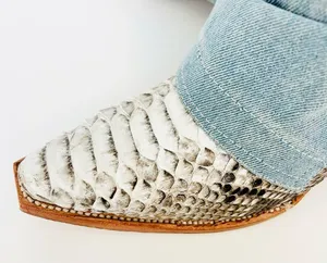 Denim and Snakeskin Western Cowboy Boots NWT 8 thumbnail 9