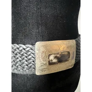 Motif 56 Wide Braided Leather Belt With Silver Buckle Vintage Medium thumbnail 7