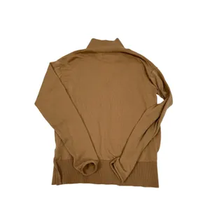 Banana Republic 100%‎ Wool Sweater Women Small Tan Collared V Neck Lightweight thumbnail 2