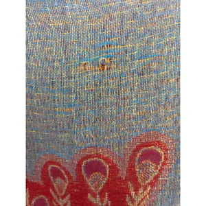 Pashmina Silk Cashmere Red Blue Metallic Gold Peacock Wrap Scarf Boho Western thumbnail 4
