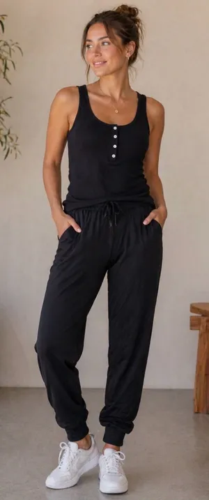Everyday Black Drawstring Joggers for Women Size Medium NWOT thumbnail 1