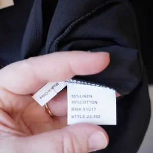Solitaire Black Linen Blend V-Neck Shirt Embroidered Artisan Blouse‎ Artsy Boho thumbnail 7