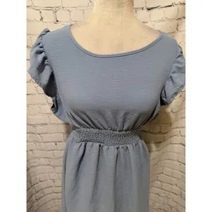 NWT No Comment Juniors Blue Flutter Sleeve Mini Dress Size XL thumbnail 2