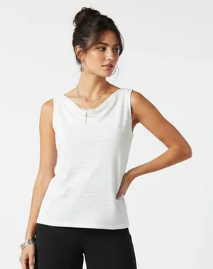 Anthropologie White Short Sleeve Striped Knit Tank Top S thumbnail 1