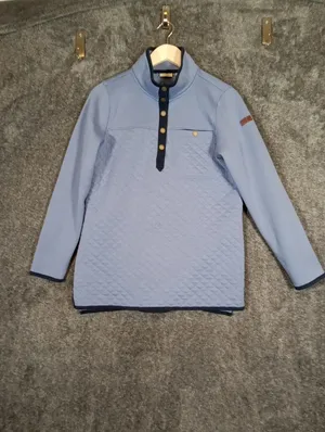 LL BEAN Womens Quilted Snap Neck Pullover Sweatshirt Comfy Layer Size Medium thumbnail 3