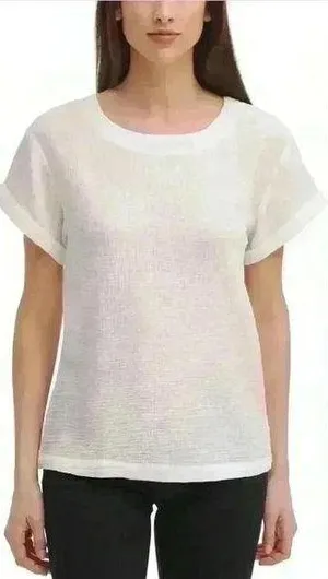 Calvin Klein women’s rolled cuff short sleeve top. Size Medium. thumbnail 1