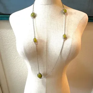 Ann Taylor silver tone and green asymmetrical station necklace New with tags thumbnail 1