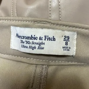 Abercrombie & Fitch The 90s Straight Ultra High Rise Beige Trousers Pants Size 8 thumbnail 4