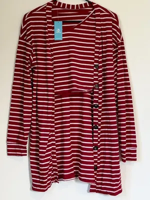 NWT Cupshe Red Striped 3-Piece Pajama Set - Size: Medium thumbnail 10