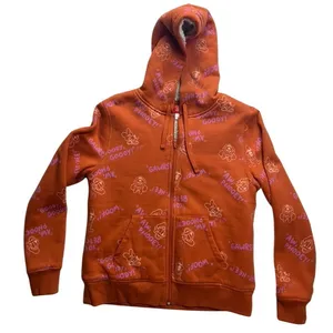 Disney‎ Sherpa Lined Zip-Up Hooded Sweatshirt Orange Goofy Womens Medium thumbnail 1
