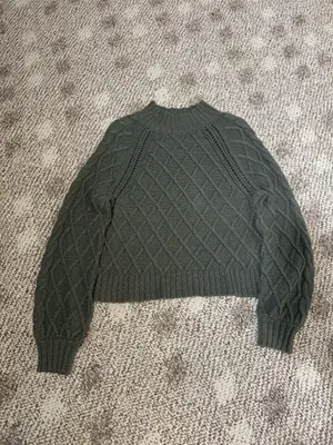 American Eagle Army Green Cropped Sweater thumbnail 2