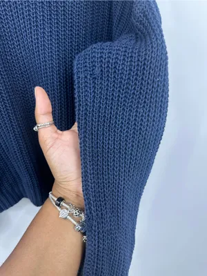 Brandy Melville Blue Open Knit Sweater One Size Boho thumbnail 3