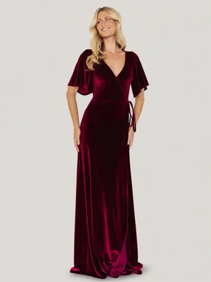 Baltic Born Meghan Velvet Short Sleeve Wrap Maxi Dress Red Large Romantic Goth thumbnail 3