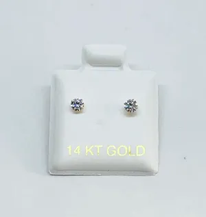 ❤️ 14k gold girl tiny earrings studs ❤️ Screwback ❤️ ❤️ Aretes pequeños de niña con zirconia blanca pequeñitos ❤️ Oro de 14 Kilates ❤️ Broqueles de tornillo thumbnail 1