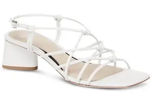 PAIGE Gianna Square Toe Strappy Block Heel Sandals size 7 white leather thumbnail 1