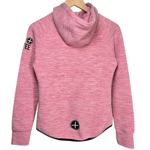 Gym + Coffee Pink Fleck Heathered Full Zip Hoodie‎ Jacket Athleisure Women Small thumbnail 2