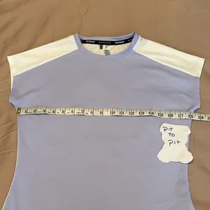 Adidas primeblue size small lavender front longer white back cap sleeves GUC thumbnail 11