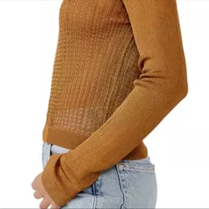 Free People Tiger Eye Knit Sweater Long Sleeve Crew Neck Size‎ L thumbnail 3