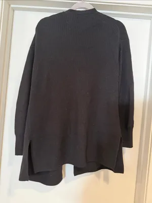 Ann Taylor Black Open-Front Ribbed Cardigan thumbnail 7