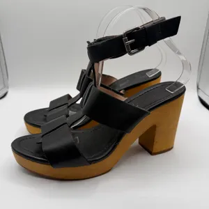 Madewell Irving Black Leather T Strap Platform Clog Heels Women’s 9.5 F0089 thumbnail 3