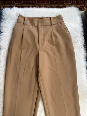 Zara Tan High Waisted Pleated Trousers thumbnail 2