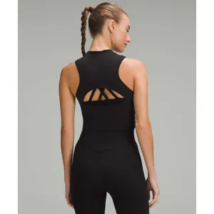 Lululemon Seamless Half Zip Training Tank Black Cropped Mock Neck Size 4 NEW thumbnail 9