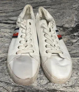 Tommy Hilfiger White Sneakers with Red and Blue Stripes thumbnail 1