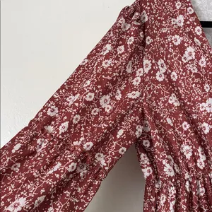 Floral V-Neck Long Sleeve Dress brown rust floral xxl thumbnail 3