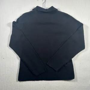 Talbots Women Large Black Sweater Ribbed Collared V-Neck Knit Pullover Top thumbnail 13