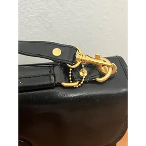 Vintage 80s Black faux leather satchel bag w/top handle detachable strap thumbnail 10