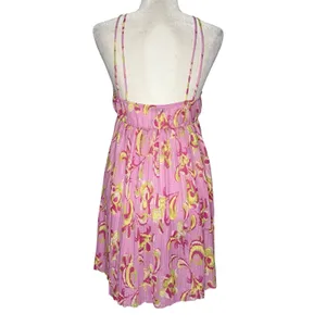 Zara Mini Swing Babydoll Dress M Pink Pleated Backless Gathered Bust‎ Sundress thumbnail 5