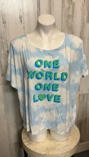 Old Navy Tie Dye Pajama Set XL | One World One Love Graphic Tee & Shorts Lounge thumbnail 1