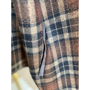 Jodifl‎ Plaid Sherpa Lined Longline Vest Cardigan Cozy Quiet Luxury Brown Camel thumbnail 4