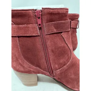 Diba Womens Shoes Boots Sz 7.5 Burgundy Red Suede Leather Heeled Chic Casual New thumbnail 9