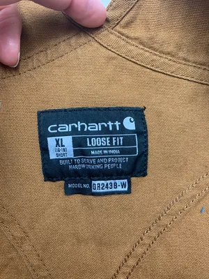 Carhartt women's size XL short loose fit Duck Canvas Bib Overalls thumbnail 3