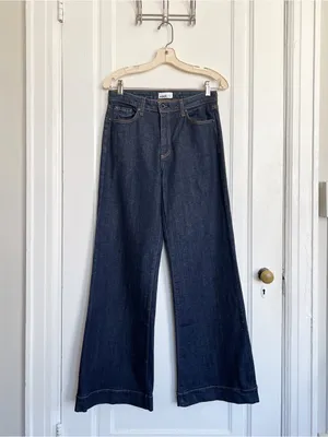 ASKK NY • Juniper Wide Leg Jean flare Olive Resin dark wash stretch trouser thumbnail 3