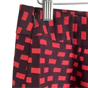 LOFT Red & Black Geometric Print A-Line Mini Skirt Size 6 Career Office Chic thumbnail 8