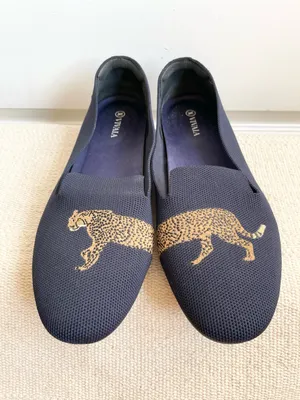 VIVAIA Audrey Round-Toe Embroidered Loafers Leopard Embroidery Size 43 thumbnail 3