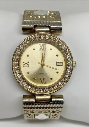 Geneva gold tone women’s cuff bracelet watch 31mm rhinestones quartz running thumbnail 1
